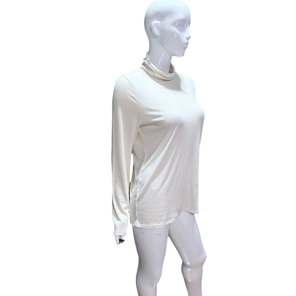 Madewell Ribbed Turtleneck Long Sleeve Top‎ Cream XL sweater knit